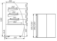 Кондитерская витрина Полюс K70 VV 0,9-1 9006-9005 (ВХСв - 0,9д Carboma Люкс Техно)